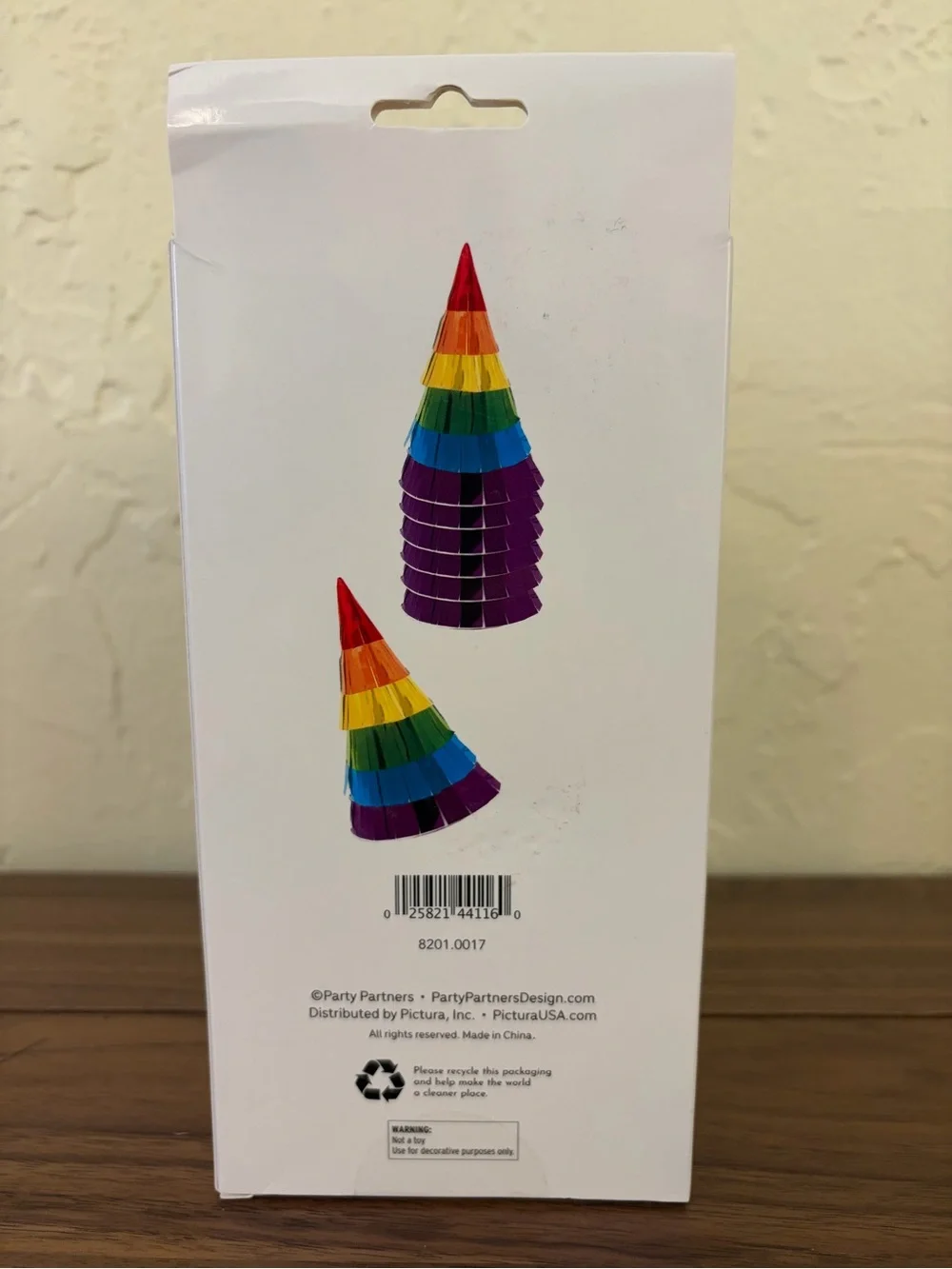 Party Partners Rainbow Metallic Fringe Party Hats 6 Count
